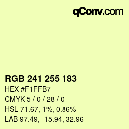 Color code: RGB 241 255 183 | qconv.com
