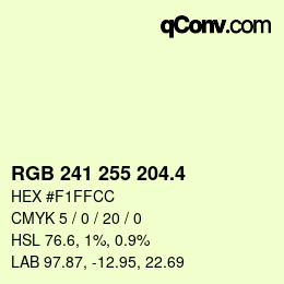 カラーコード: RGB 241 255 204.4 | qconv.com
