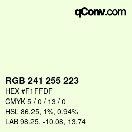 颜色代码: RGB 241 255 223 | qconv.com
