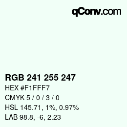 Color code: RGB 241 255 247 | qconv.com