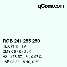 カラーコード: RGB 241 255 250 | qconv.com