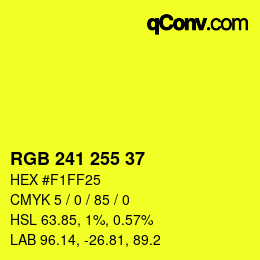 Color code: RGB 241 255 37 | qconv.com