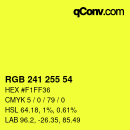颜色代码: RGB 241 255 54 | qconv.com