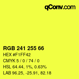 Color code: RGB 241 255 66 | qconv.com