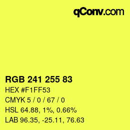Color code: RGB 241 255 83 | qconv.com