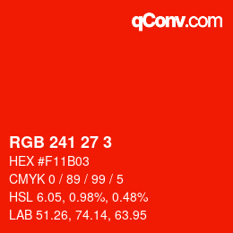 カラーコード: RGB 241 27 3 | qconv.com