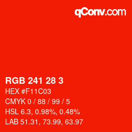 カラーコード: RGB 241 28 3 | qconv.com