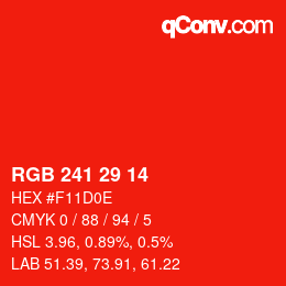 Color code: RGB 241 29 14 | qconv.com