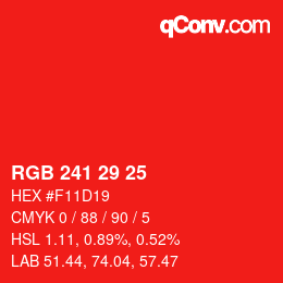 Color code: RGB 241 29 25 | qconv.com