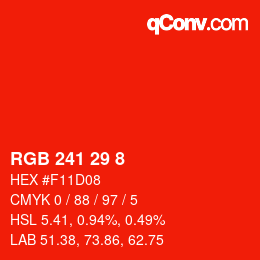 カラーコード: RGB 241 29 8 | qconv.com