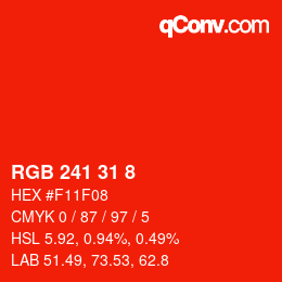 Color code: RGB 241 31 8 | qconv.com