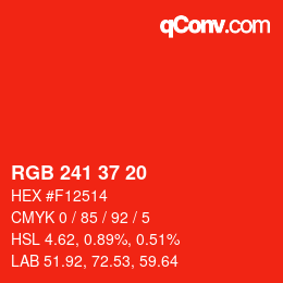 カラーコード: RGB 241 37 20 | qconv.com