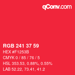 カラーコード: RGB 241 37 59 | qconv.com