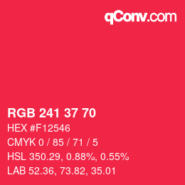 カラーコード: RGB 241 37 70 | qconv.com