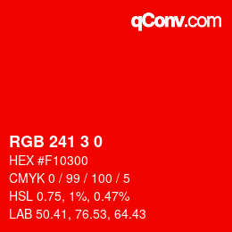 カラーコード: RGB 241 3 0 | qconv.com