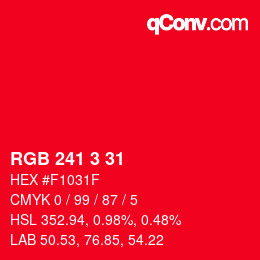 Color code: RGB 241 3 31 | qconv.com