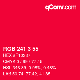 Color code: RGB 241 3 55 | qconv.com