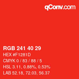 カラーコード: RGB 241 40 29 | qconv.com