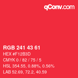 Color code: RGB 241 43 61 | qconv.com