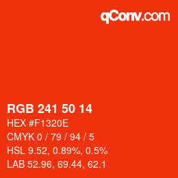 カラーコード: RGB 241 50 14 | qconv.com