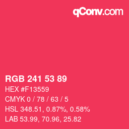 Color code: RGB 241 53 89 | qconv.com