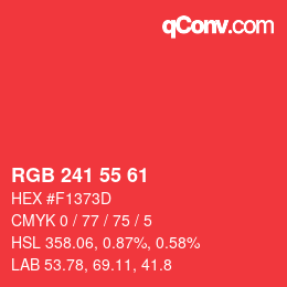 颜色代码: RGB 241 55 61 | qconv.com