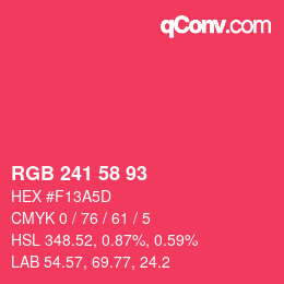 颜色代码: RGB 241 58 93 | qconv.com