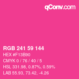Color code: RGB 241 59 144 | qconv.com