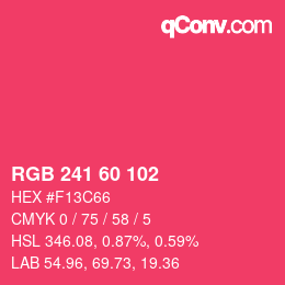 颜色代码: RGB 241 60 102 | qconv.com