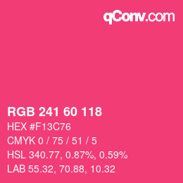颜色代码: RGB 241 60 118 | qconv.com