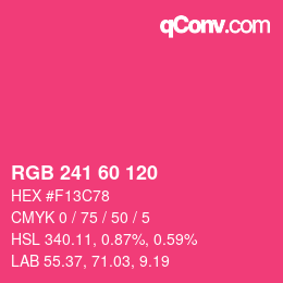 颜色代码: RGB 241 60 120 | qconv.com