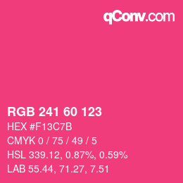 颜色代码: RGB 241 60 123 | qconv.com