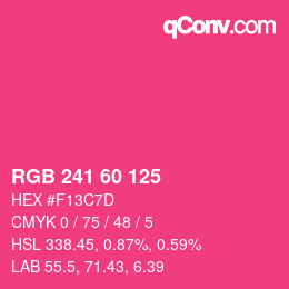 颜色代码: RGB 241 60 125 | qconv.com
