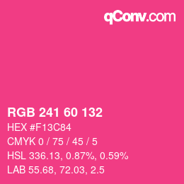 颜色代码: RGB 241 60 132 | qconv.com