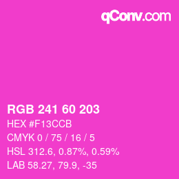 颜色代码: RGB 241 60 203 | qconv.com
