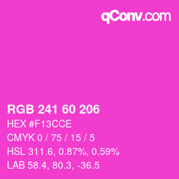 颜色代码: RGB 241 60 206 | qconv.com