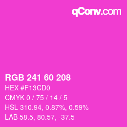 颜色代码: RGB 241 60 208 | qconv.com