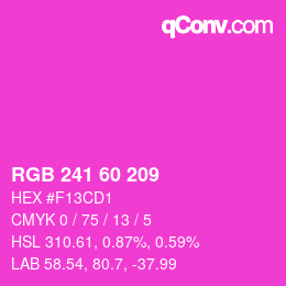 颜色代码: RGB 241 60 209 | qconv.com