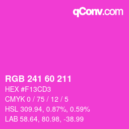 颜色代码: RGB 241 60 211 | qconv.com