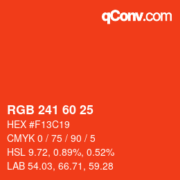 颜色代码: RGB 241 60 25 | qconv.com