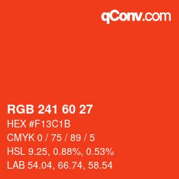 カラーコード: RGB 241 60 27 | qconv.com