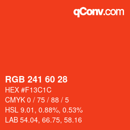 カラーコード: RGB 241 60 28 | qconv.com