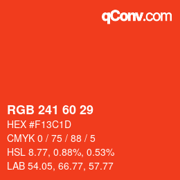 颜色代码: RGB 241 60 29 | qconv.com