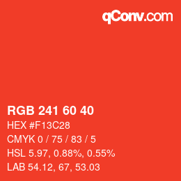 颜色代码: RGB 241 60 40 | qconv.com