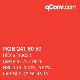 颜色代码: RGB 241 60 50 | qconv.com