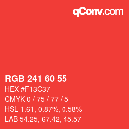 颜色代码: RGB 241 60 55 | qconv.com