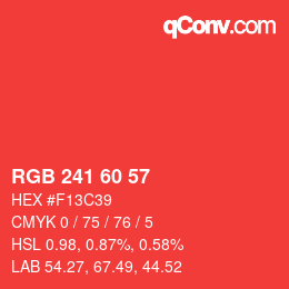 颜色代码: RGB 241 60 57 | qconv.com