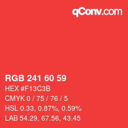 颜色代码: RGB 241 60 59 | qconv.com