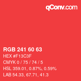 颜色代码: RGB 241 60 63 | qconv.com