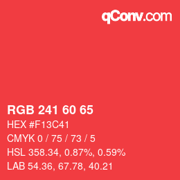 颜色代码: RGB 241 60 65 | qconv.com